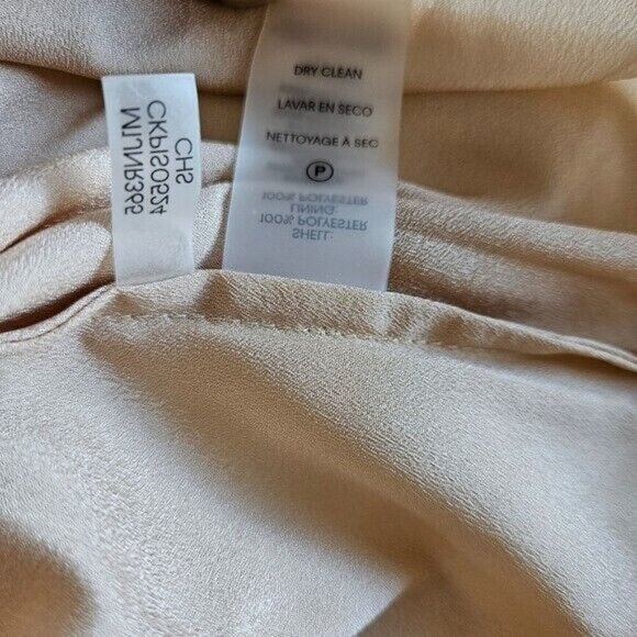 Calvin Klein Skirt Womens M Metallic Gold Shimmery Crinkle Pleated Midi Pull On - Picture 11 of 15